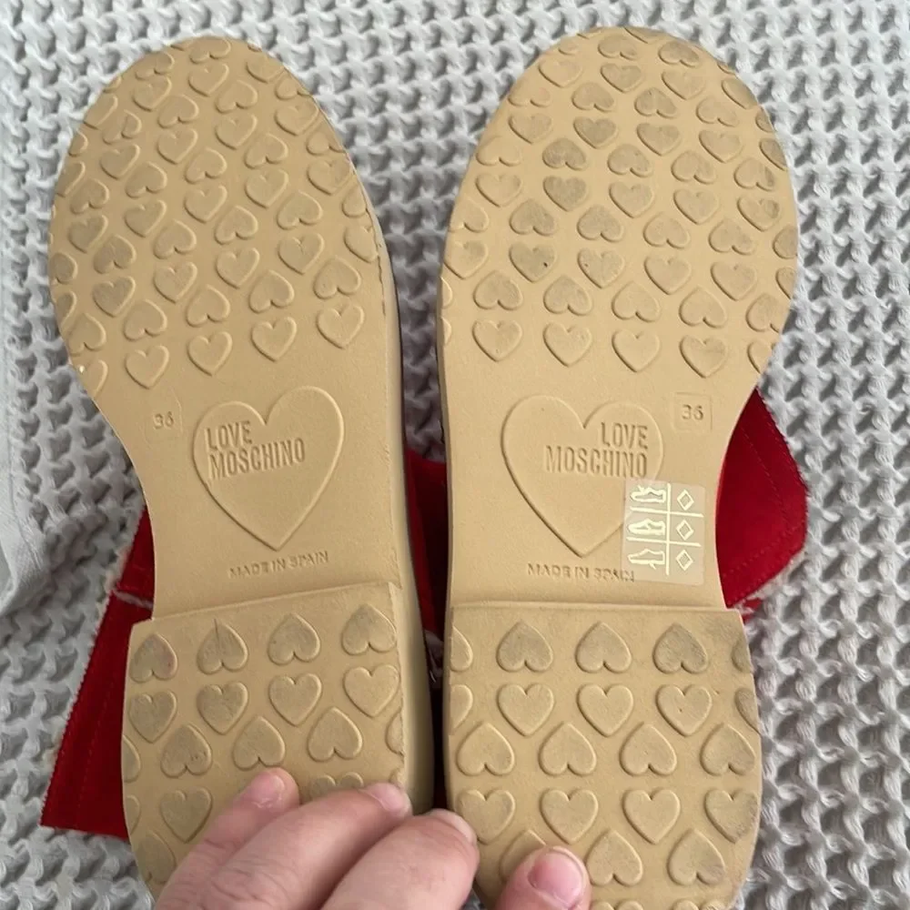 Love, Moschino red suede boots, size 36/5